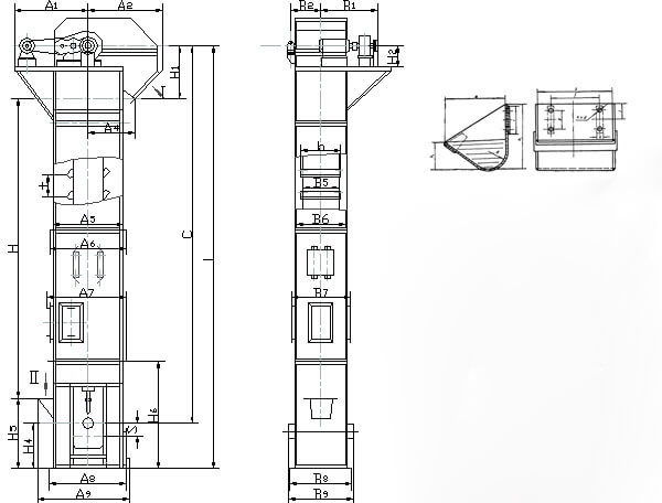 bucket elevator parts length